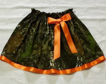 Camo Skirt Girl size 12 18 24 mos 2T 3T 4 5 6 7 8 10 12 14 16 years Teen Brown Autumn Mossy Oak Real Tree Ribbon