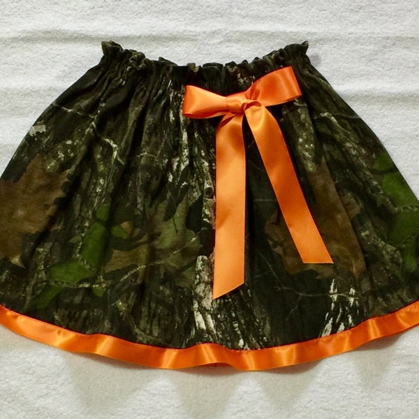 Camo Skirt Girl size 12 18 24 mos 2T 3T 4 5 6 7 8 10 12 14 16 years Teen Brown Autumn Mossy Oak Real Tree Ribbon