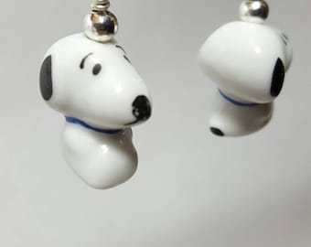 Snoopy earrings, ceramic Snoopy earrings,