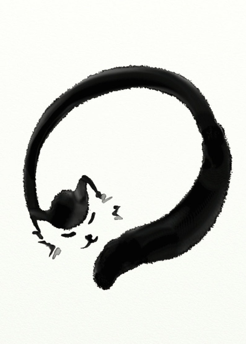 Cat in Zen Print illustration 5x7 Digital art Etsy