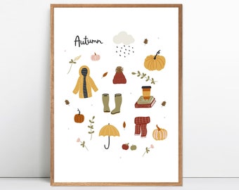 Autumn Print | Fall Decor | Pumpkin Spice Print | Autumn Lover Wall Art | Gift for Autumn Baby | Kids Season Decor | Childrens Bedroom Art