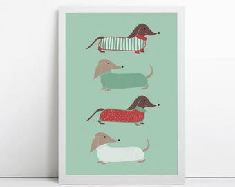 dachshund art, sausage dog print, Wiener Dog, dachshund gift, dog lover, dog art, modern art