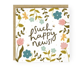 Une telle carte de félicitations pour nouveau bébé de Happy News | Carte pour bébé enceinte | Carte de grossesse | Carte pour nouveaux parents | Cadeau baby shower