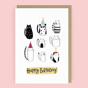 Cat Birthday Card Friend Birthday Card Cute Birthday Card for Child Daughter Birthday Card Cat Mum Birthday Card A6 Cat Lover Card image 1