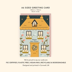 Beautiful New Home Card Pretty Congratulations Card Cute First Home Card New Home Card for Dog Lover A6 New Home Card for Cat Lover image 2