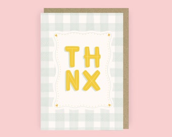 Gingham Thank You Card | Thank You Friend Card | Thank You for Him Card | Friendship Greeting Card | THNX A6 Thank You Card