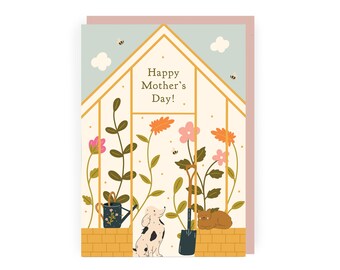 Greenhouse Mother's Day Card | Beautiful Card for Gardening Mum | Gardening Mother's Day Card for Nan | Gran Pretty Mother's Day A6 Card