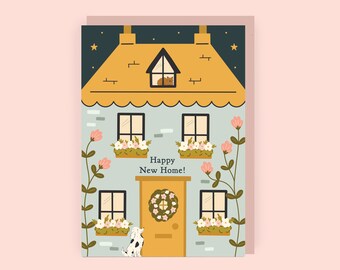 Beautiful New Home Card | Pretty Congratulations Card | Cute First Home Card | New Home Card for Dog Lover | A6 New Home Card for Cat Lover
