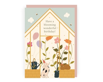 Blooming Wonderful Greenhouse Birthday Card | Pretty Birthday Card for Gardening Mum | Gardening Birthday Card Nan | Plant A6 Birthday Card