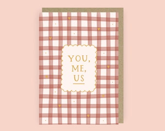 vous, moi, nous carte d'anniversaire vichy | Carte d'amour pour lui | Carte d'anniversaire pour elle | Carte d'amour pour femme | Carte d'anniversaire A6 pour mari