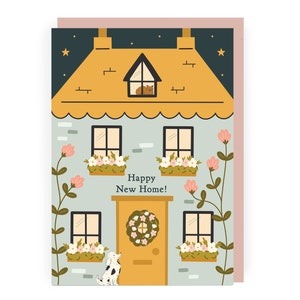 Beautiful New Home Card Pretty Congratulations Card Cute First Home Card New Home Card for Dog Lover A6 New Home Card for Cat Lover image 1