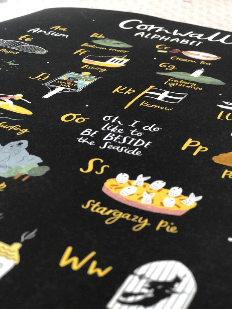 Cornwall Alphabet Print Cornish Words Cornwall Art Print Etsy