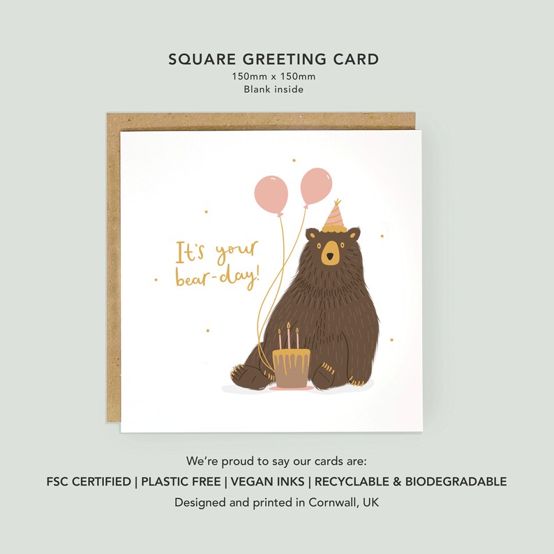 It's Your Bear-Day Funny Birthday Card image 2