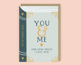 You and Me Book Lover Anniversary Card | A6 Love Card for Her | Anniversary Card for Wife | Love Card for Girlfriend | Card for Husband