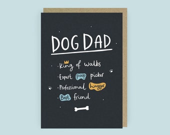 Hond papa grappige Vaderdag kaart | Vaderdag van de hond | Hond papa verjaardagskaart | Cadeau van de hond | Hondenliefhebber A6-kaart voor papa