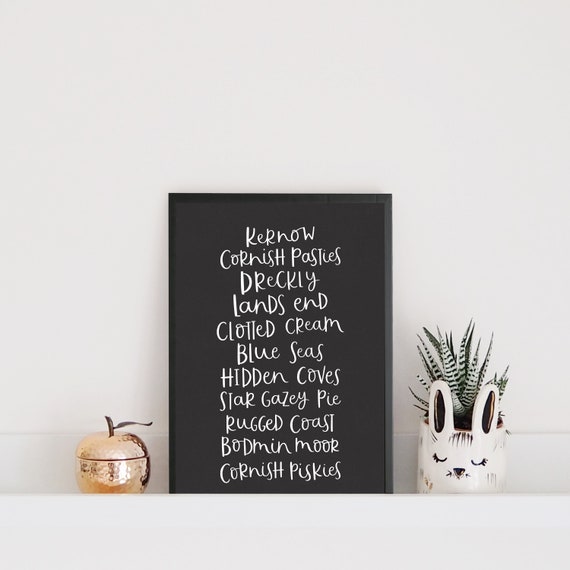 Cornwall Print Cornish Words Cornwall Art Dreckly Etsy