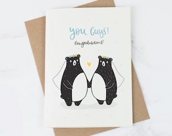 Mrs and Mrs Bear Engagement Card | Gay Wedding Cards | Congratulations Card for Her | Lesbian Engagement Card | LBGTQ+ Marriage Card