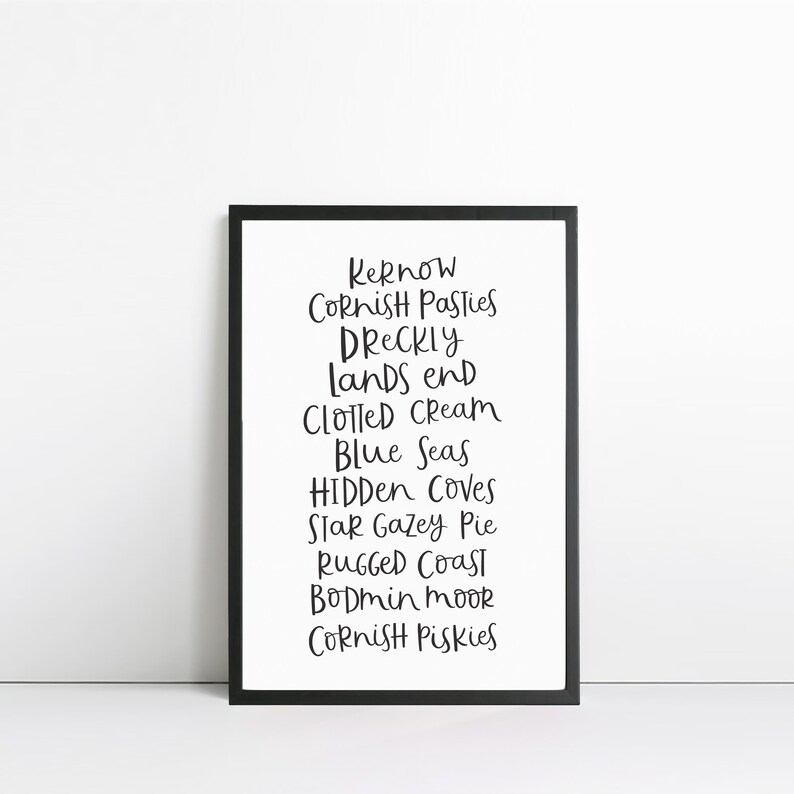 Cornwall Print Cornish Words Cornwall Art Dreckly Etsy