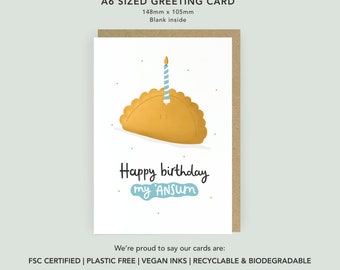 Happy Birthday my 'Ansum Card | Cornish Pasty | Funny Birthday Cards | Card for her | Card for him | Card for boyfriend