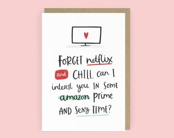 SALE | Netflix and Chill Funny Love Card | Funny Anniversary A6 Card | Funny Card for Husband | Funny Card for Wife