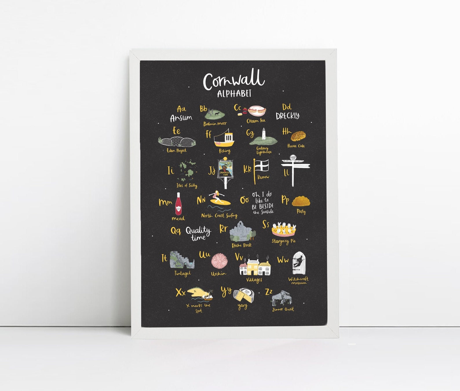 Cornwall Alphabet Print Cornish Words Cornwall Art Print Etsy