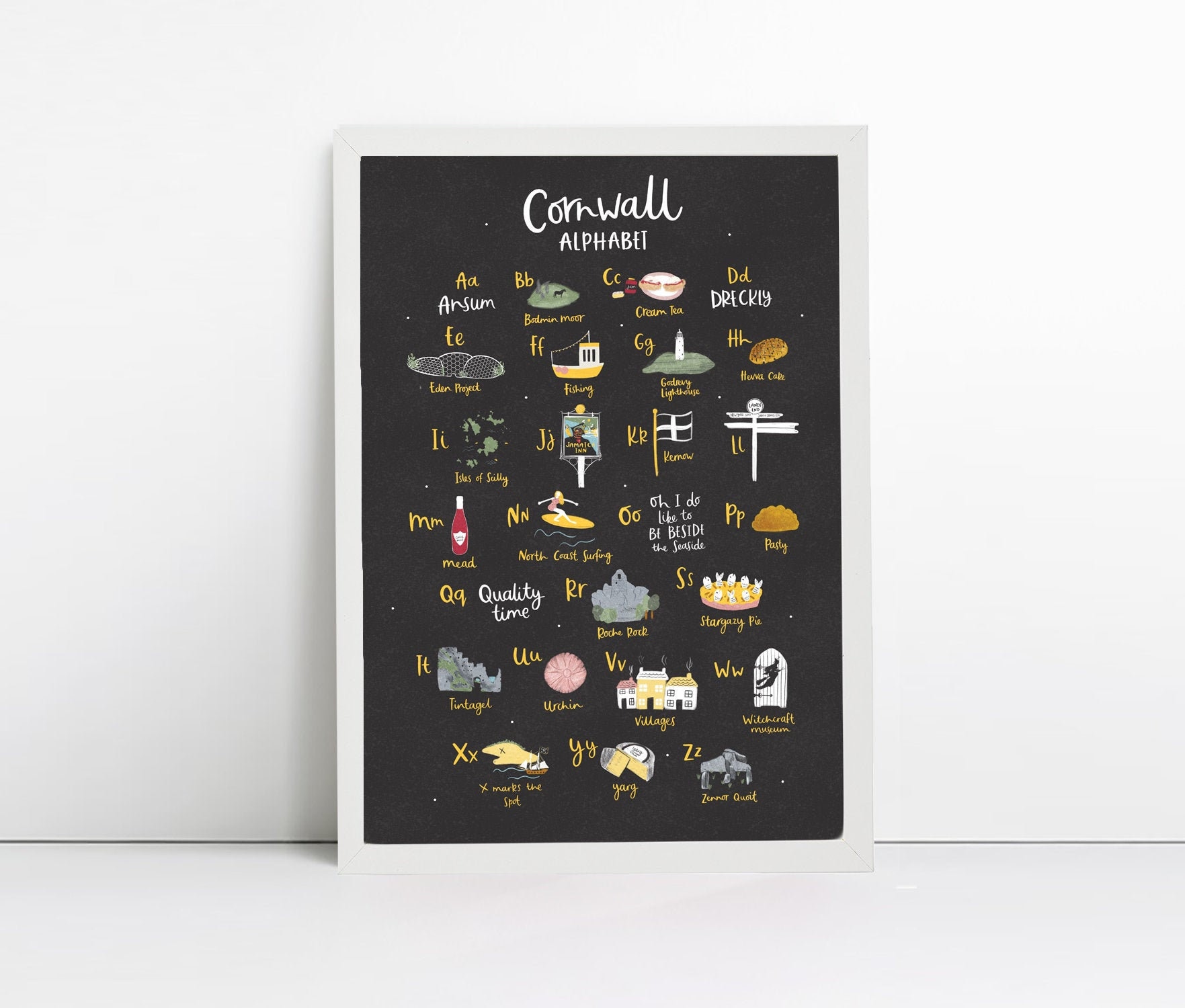 Cornwall Alphabet Print Cornish Words Cornwall Art Print Etsy