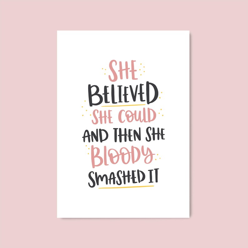 She Believed She Could Inspirational Quote Print Motivational Print image 3