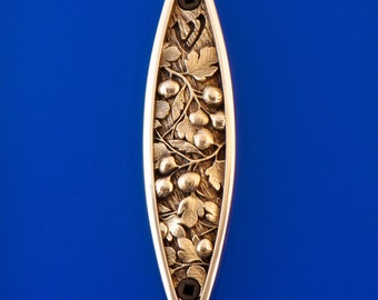 Sacred Species, Fig Mezuzah, Yellow Bronze