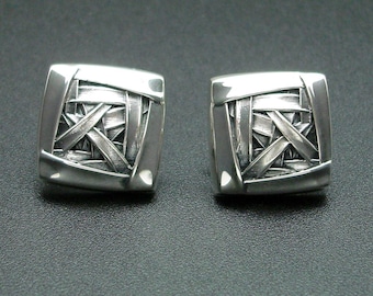 Square Weave Swirl Earrings