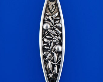 Sacred Species, Pomegranate Mezuzah, White Bronze