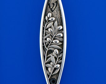 Olive Mezuzah, White Bronze