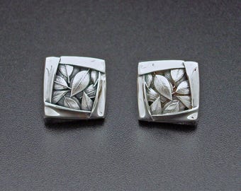 Square Leaf Swirl Earrings