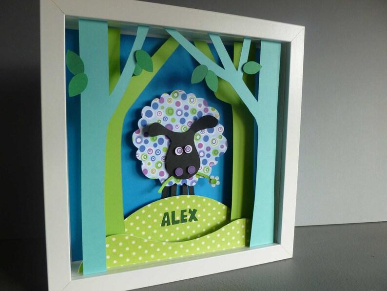 Personalised baby childrens picture frame gift Sheep