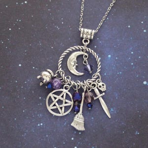 Agatha Charm Necklace - Witchy Villain Inspired Charm Necklace Comic Scarlet Harkness Geek Jewelry Fan Gift Witch Road Wiccan Agathario Rio