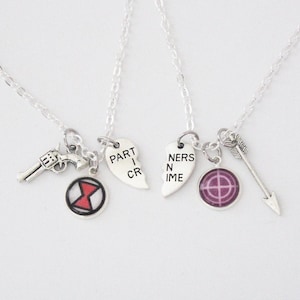 Clint Natasha Friendship Necklace Set - Comic Inspired Jewelry -  Clintasha BFF Friendship Jewelry Partners in Crime