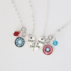 Steve Tony BFF Necklace Set Comic Inspired Jewelry Steve Rogers Tony Captain Iron Stony Friendship Jewelry OTP Gift Fanart