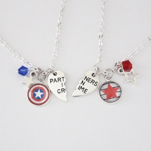Bucky and Steve BFF Necklace Set Comic Inspired Steve Rogers Bucky Barnes OTP Partners in Crime Best Friend Jewelry Captain America