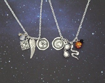 Crowley and Aziraphale Necklace Set Good Omens Friendship Necklace Set Aziraphale Crowley Good Omens Book Best Friends Partners In Crime