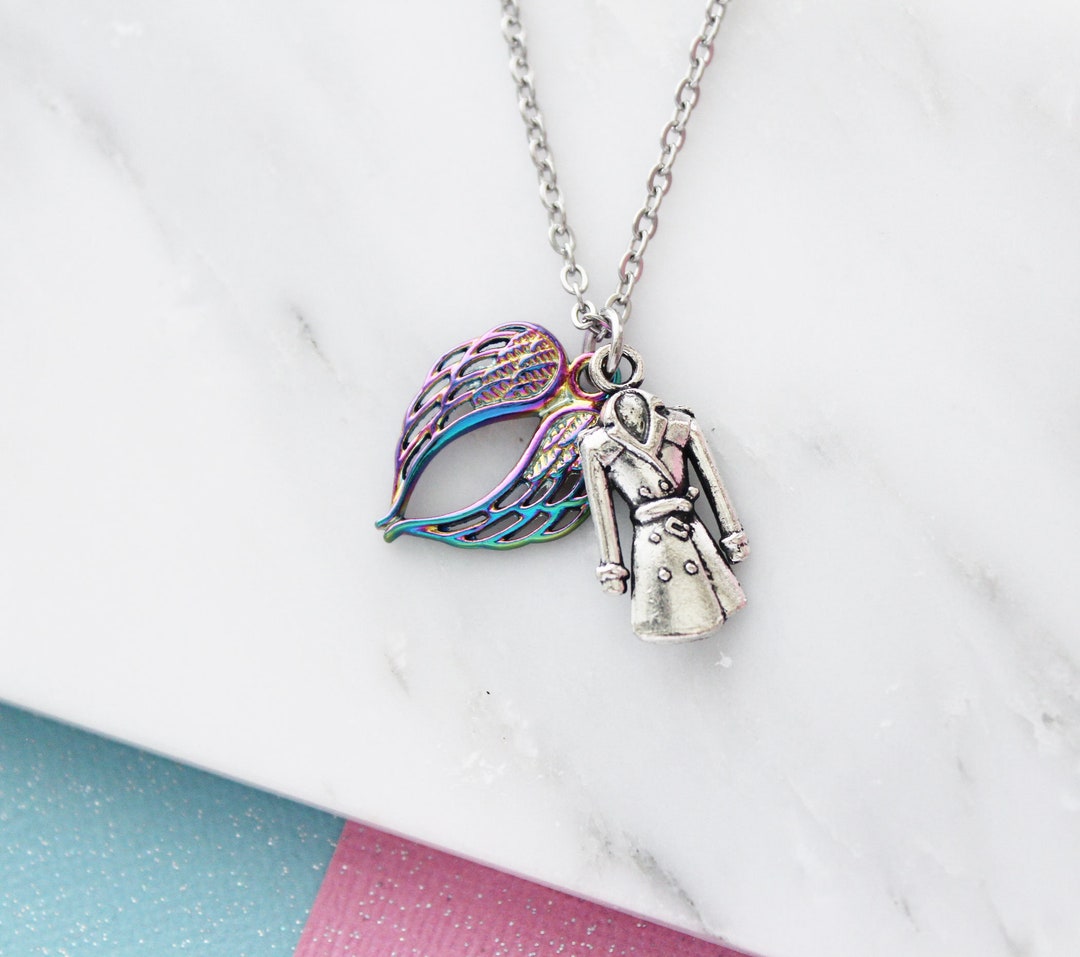 Rainbow Wing Castiel Necklace Rainbow Castiel Necklace