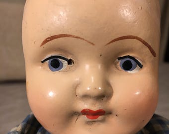 Muñeca de composición pequeña y muy antigua de 14" - ¿1910? ¿1920?