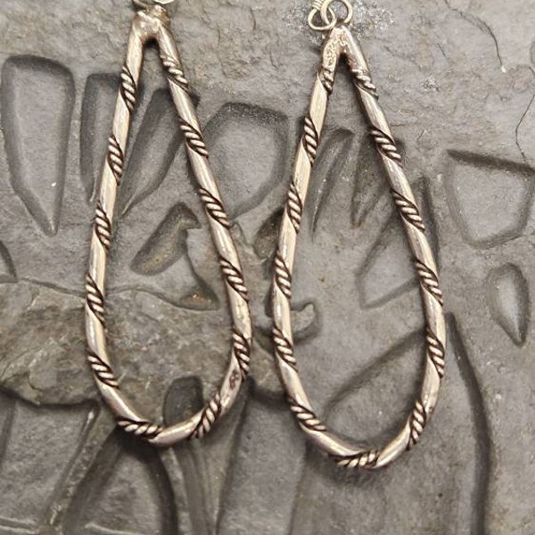 Sterling Silver Twisted Wire Earrings by Navajo Artist Caroline Tsosie