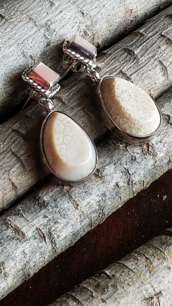Stunning Sterling Silver Mother of Pearl Jasper D… - image 2
