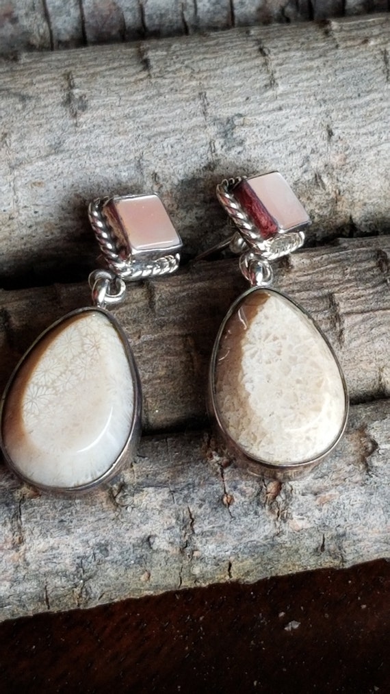 Stunning Sterling Silver Mother of Pearl Jasper D… - image 5