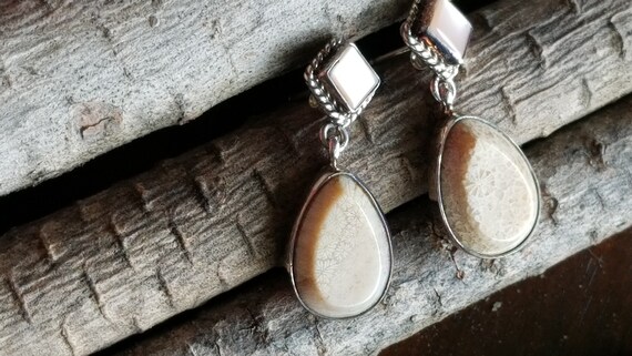 Stunning Sterling Silver Mother of Pearl Jasper D… - image 3