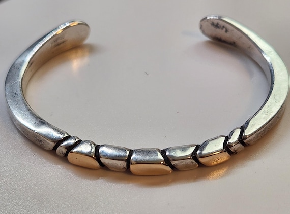 Stunning Vintage Native American Navajo Ron Henry Thicker Gold Sterling Silver Bracelet Stunning Vintage Native American Navajo Ron Henry Thicker Gold Sterling Silver Bracelet