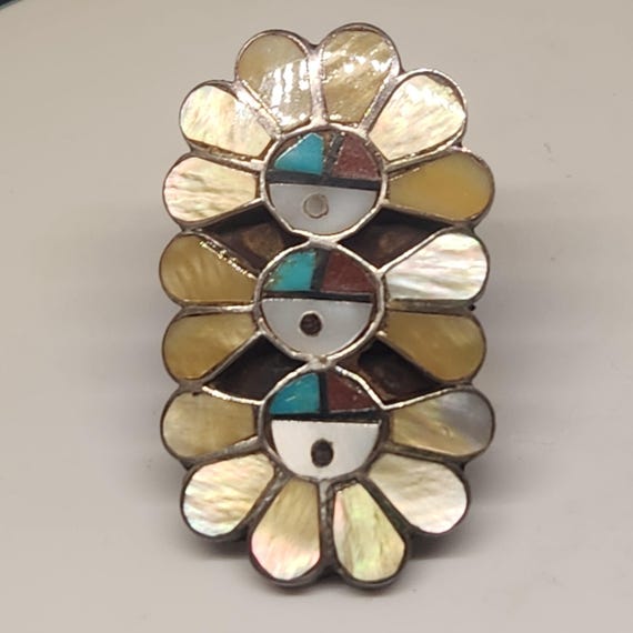 Zuni Surface Multi Stone Inlay Statement Ring sig… - image 2