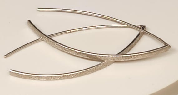 Textured Sterling Silver Threader Earrings, Large… - image 2