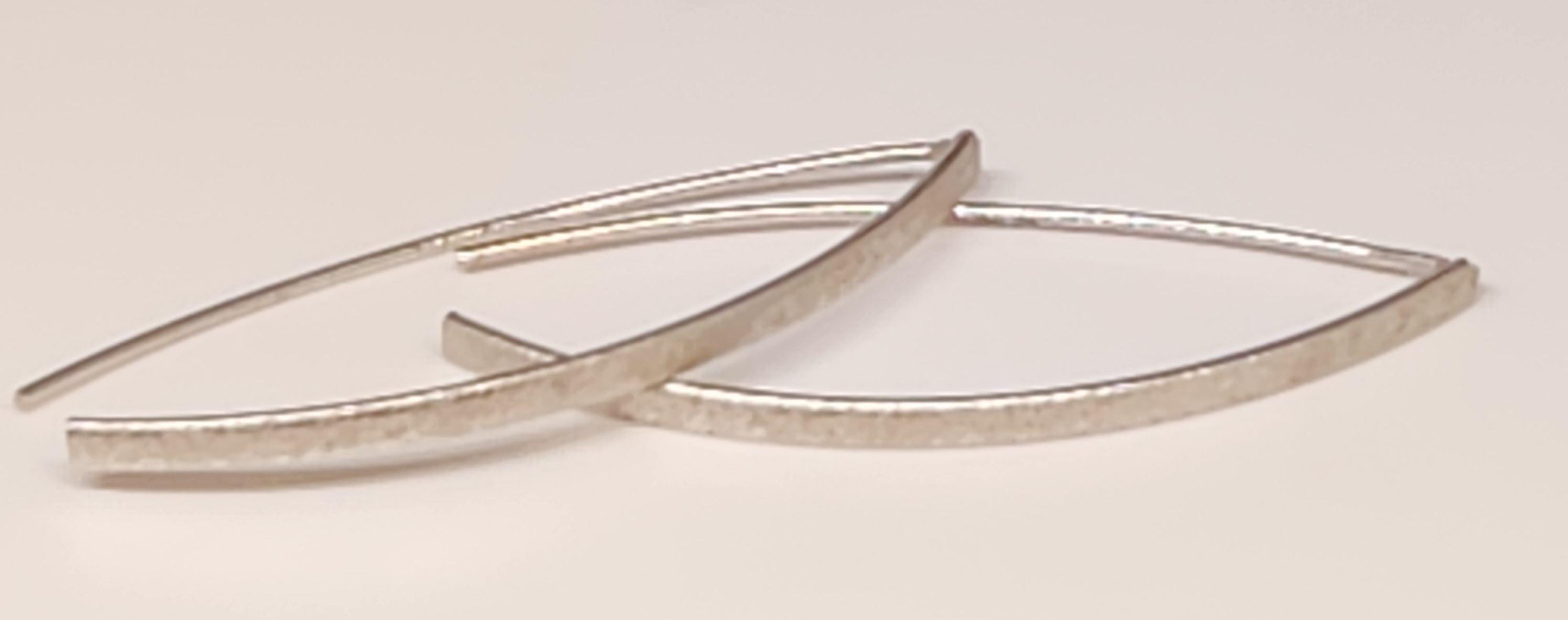 Textured Sterling Silver Large Threader Earrings Stunning