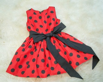 Ladybug Dress, Red / Black Polka Dot Dress
