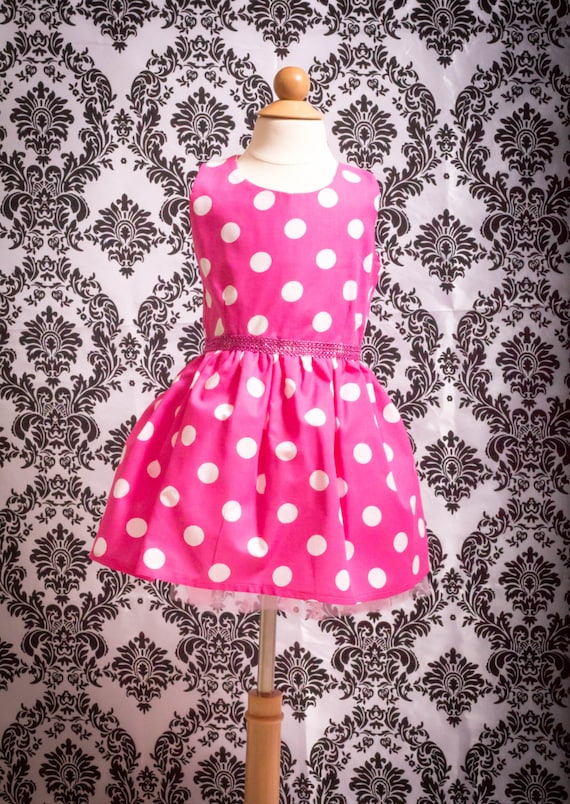 bright pink polka dot dress One Of Those Days Pink Polka Dot Midi Dress Shop the Mint